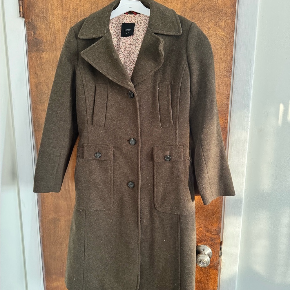J. Crew Women's Dark Green Wool Coat